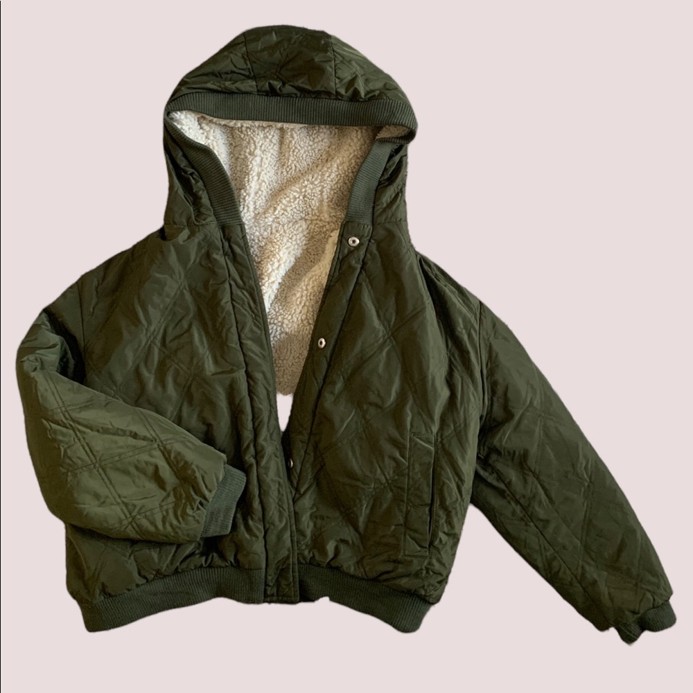Zara Cropped Quilted Bomber Jacket